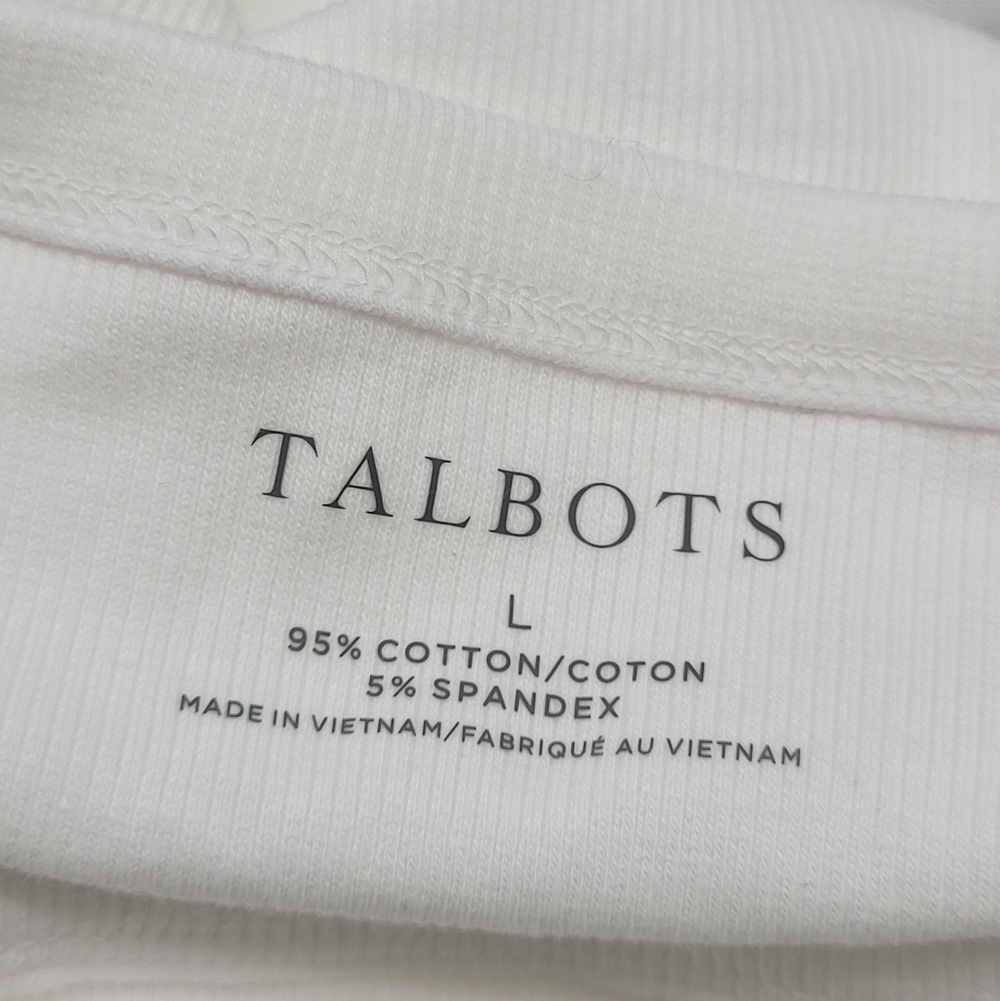 Talbots Women's White Ribbed Knit Stretch Boat Neck‎ 3/4 Sleeve Top Size Lg NWT - Picture 10 of 12